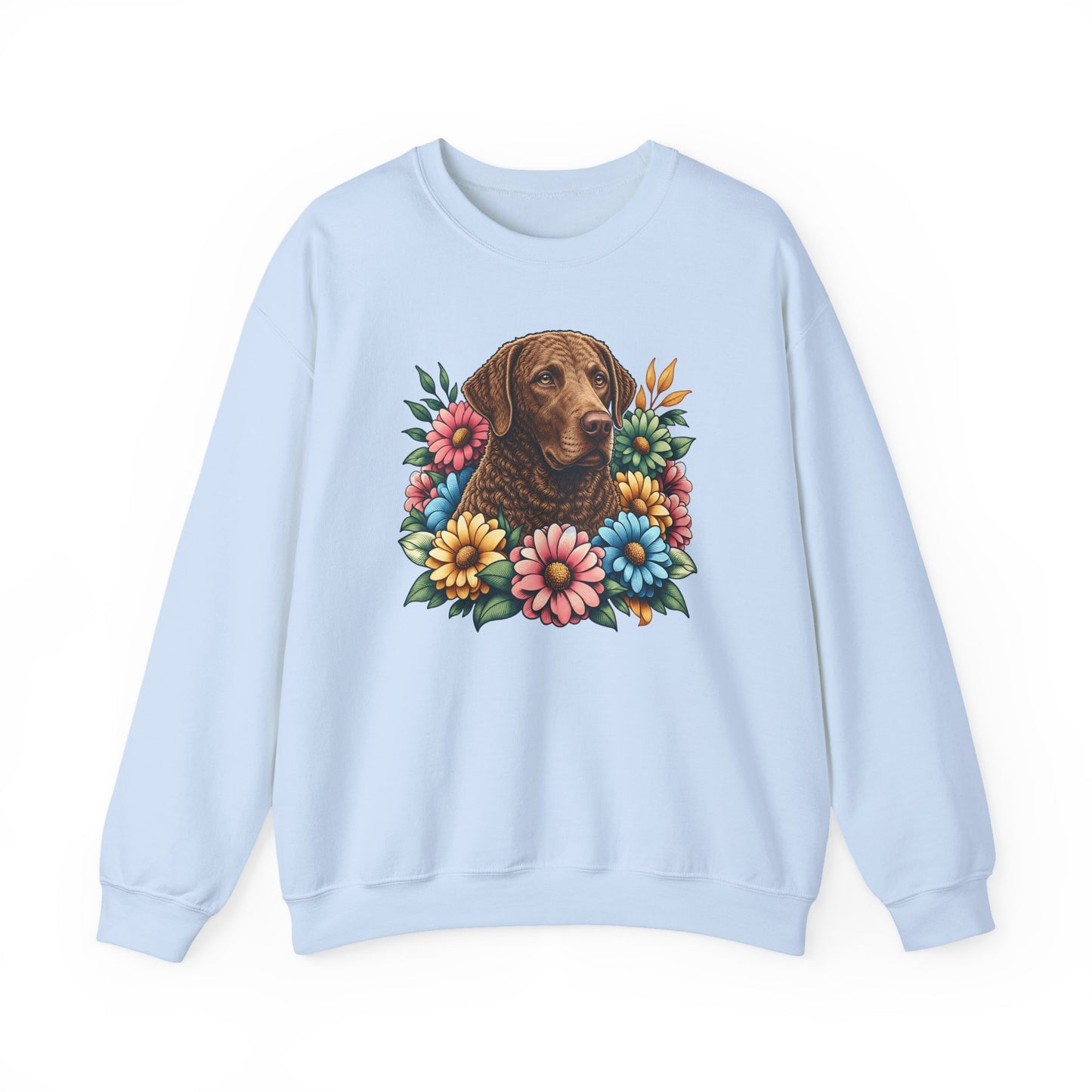 Chesapeake Bay Retriever Flower Wreath Crewneck Sweatshirt