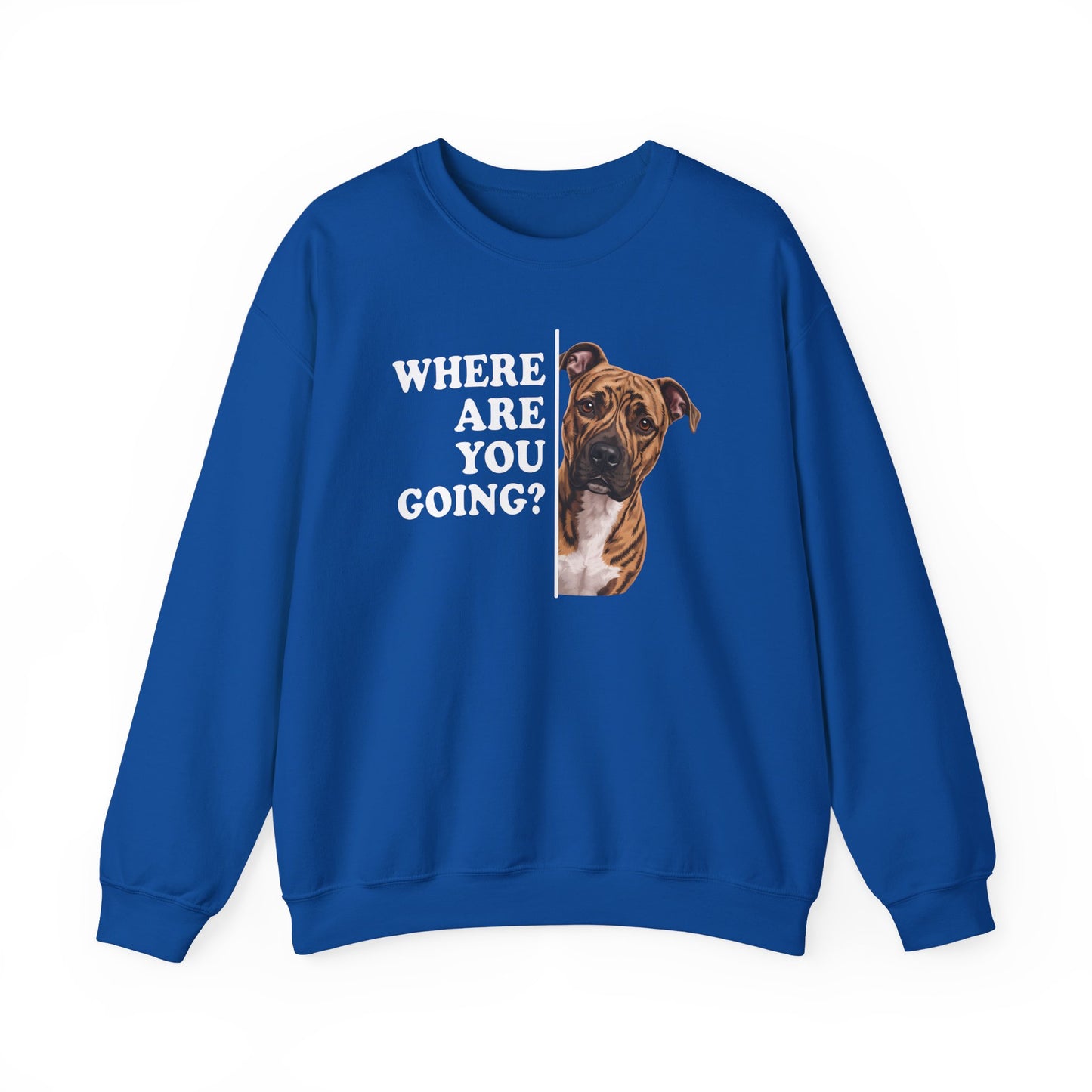 Pitbull Brindle Where Are You Going Crewneck Sweatshirt