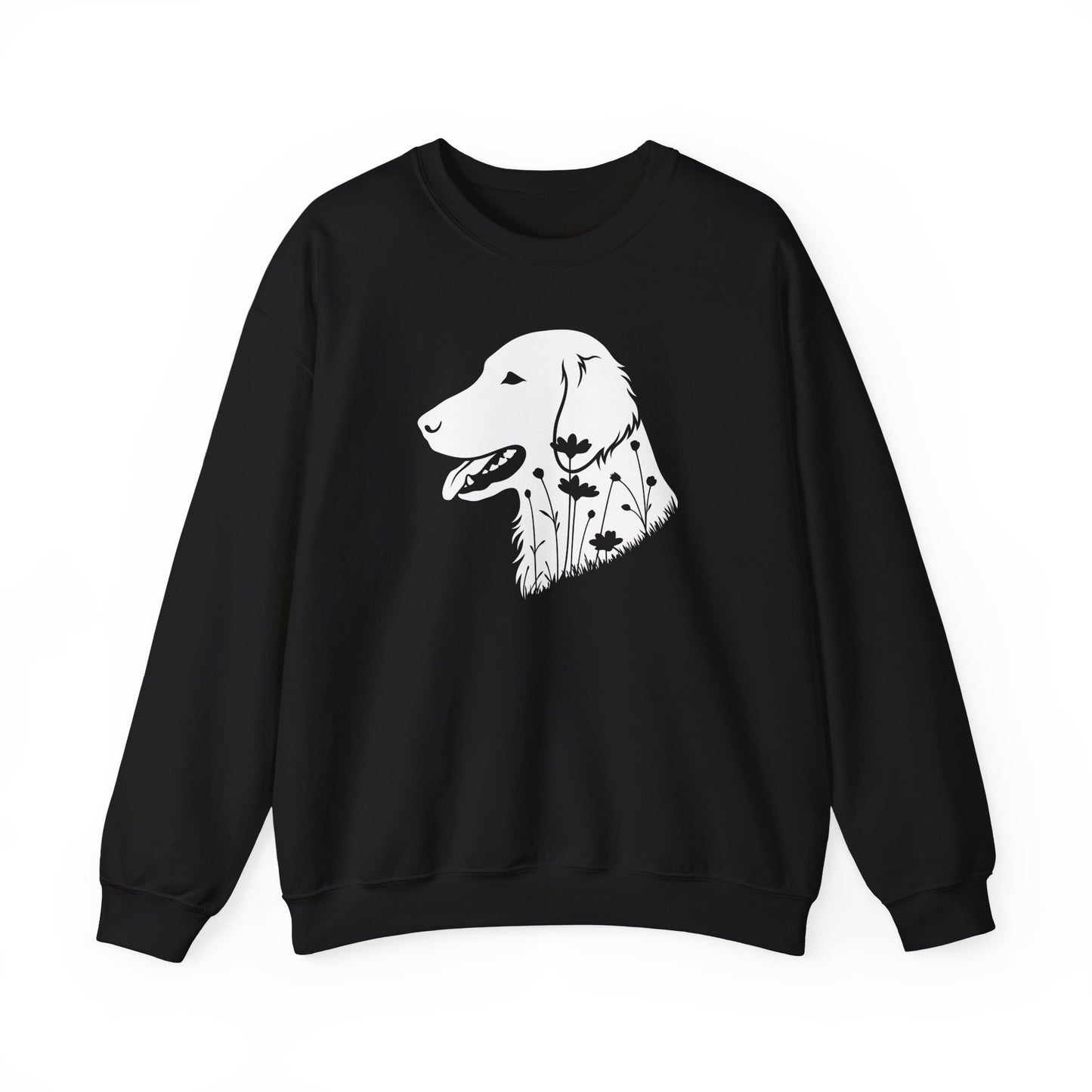 Flat Coated Retriever Flowers Crewneck Sweatshirt