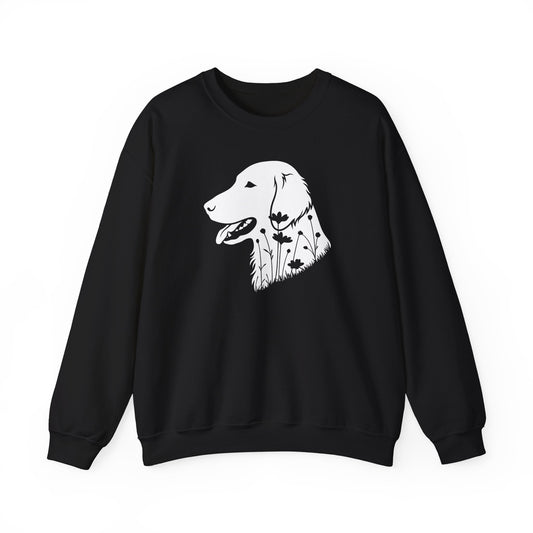 Flat Coated Retriever Flowers Crewneck Sweatshirt