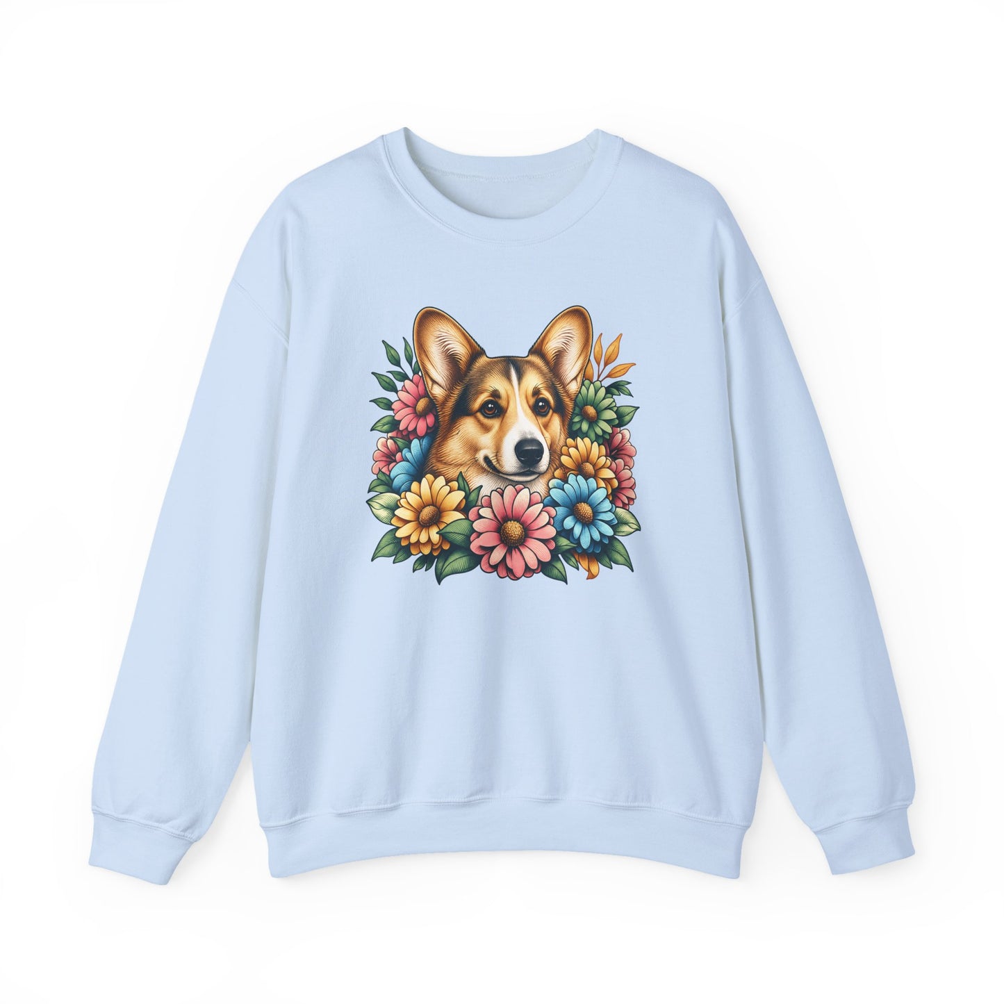 Cardigan Welsh Corgi Sable Flowers Crewneck Sweatshirt