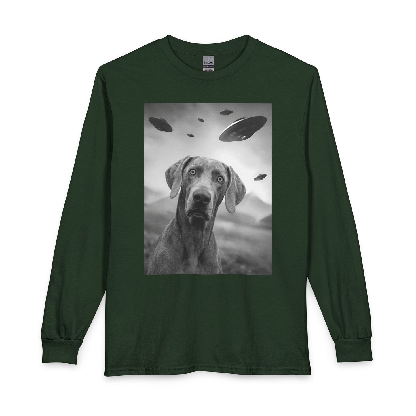 Weimaraner UFO Long Sleeve Forest Green