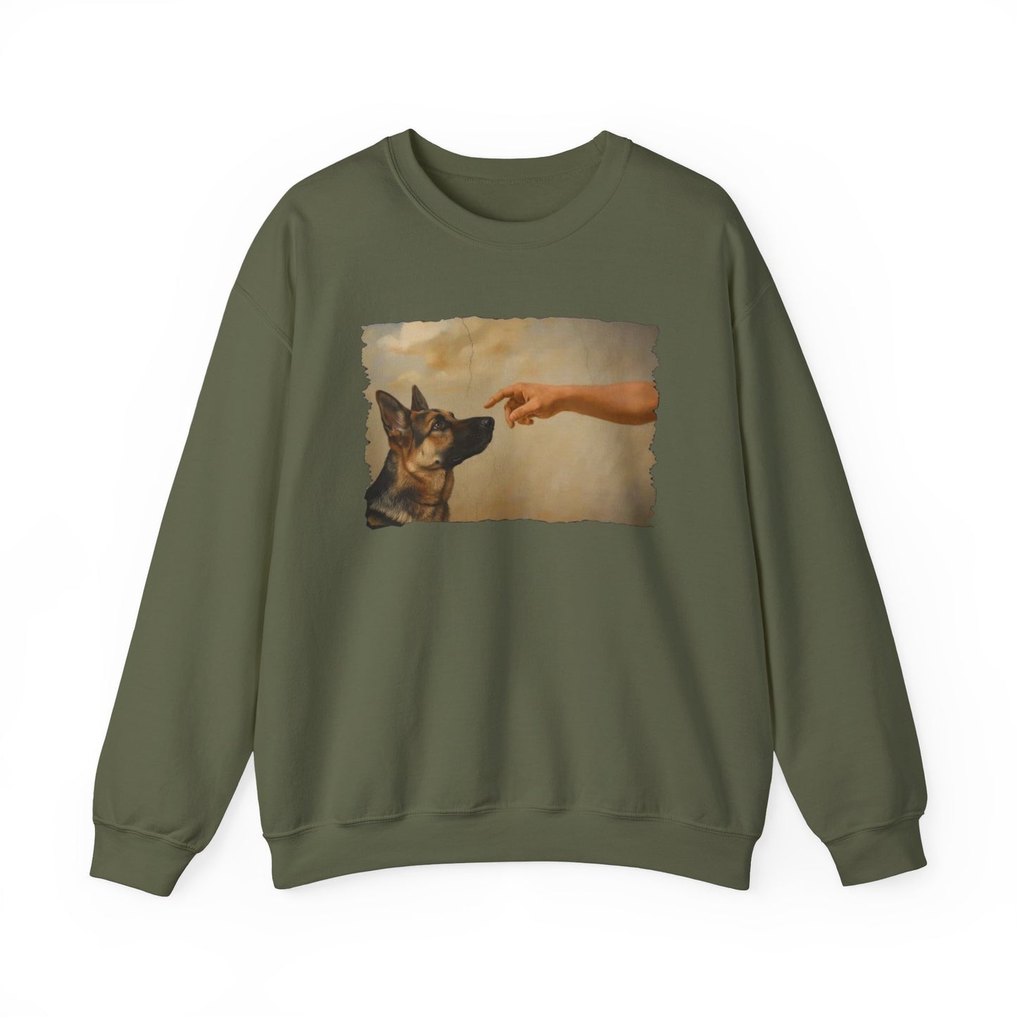 God Creates German Shepherd Crewneck Sweatshirt Military Green