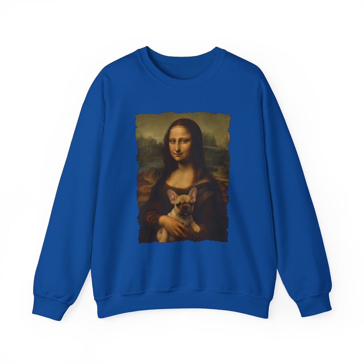 French Bulldog Mona Lisa Crewneck Sweatshirt Royal