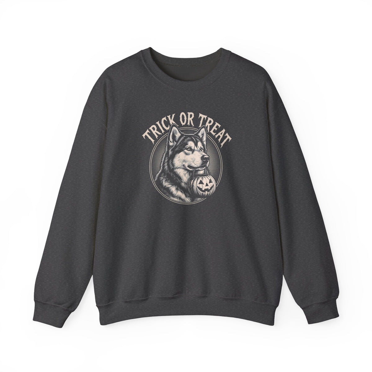 Alaskan Malamute Trick Or Treat Crewneck Sweatshirt