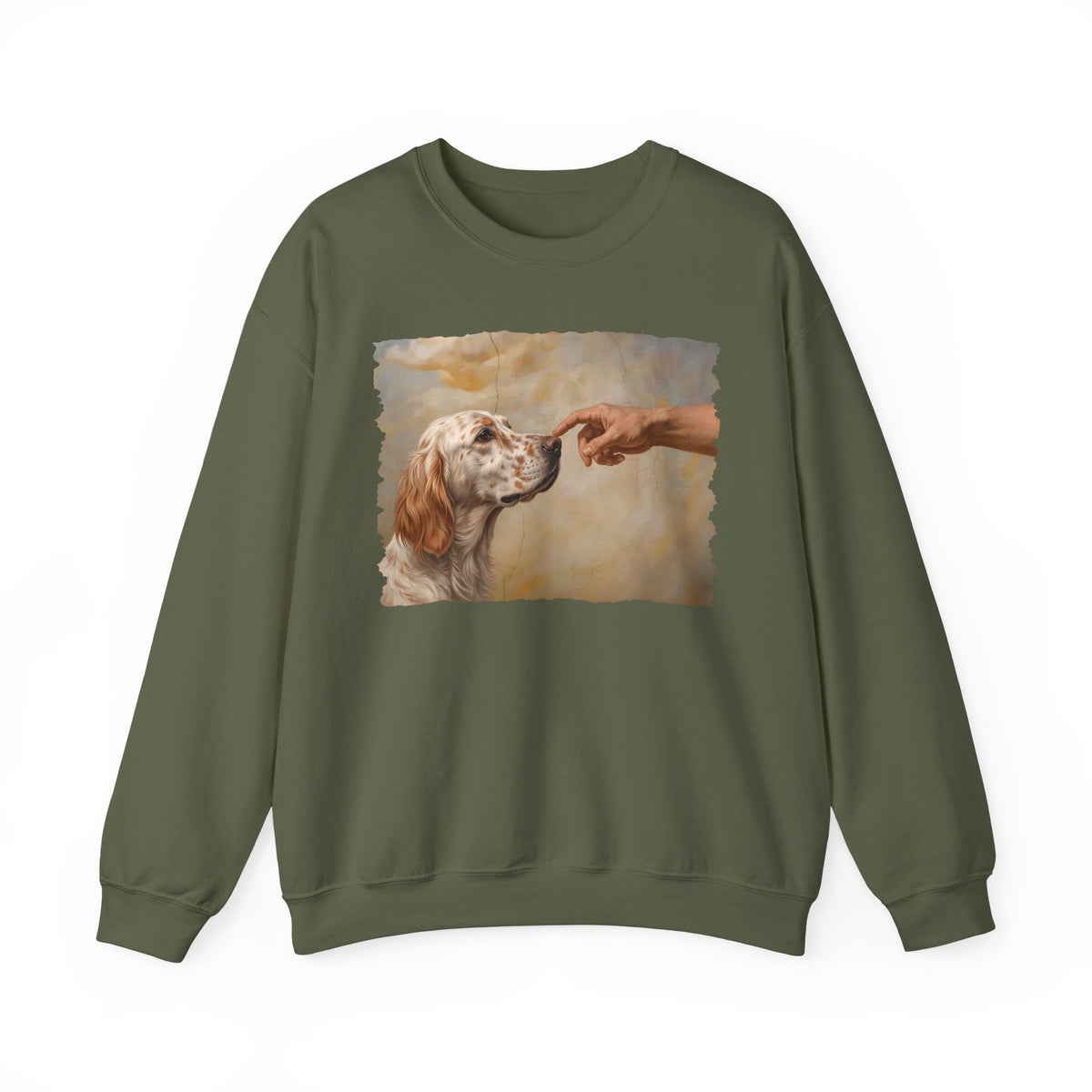 English Setter Creation Crewneck Sweatshirt Military Green