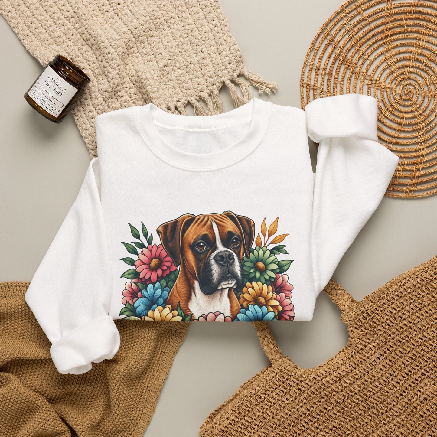 Floral Boxer Crewneck Sweatshirt