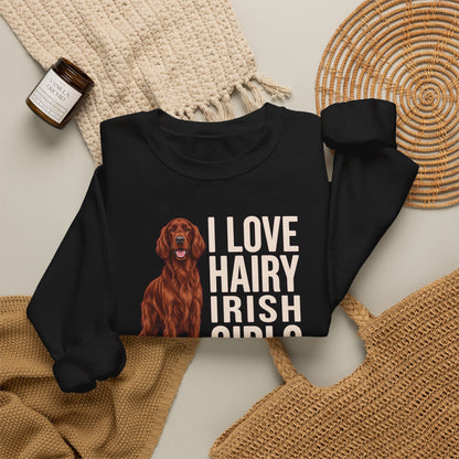 Irish Setter Hairy Girls Crewneck Sweatshirt