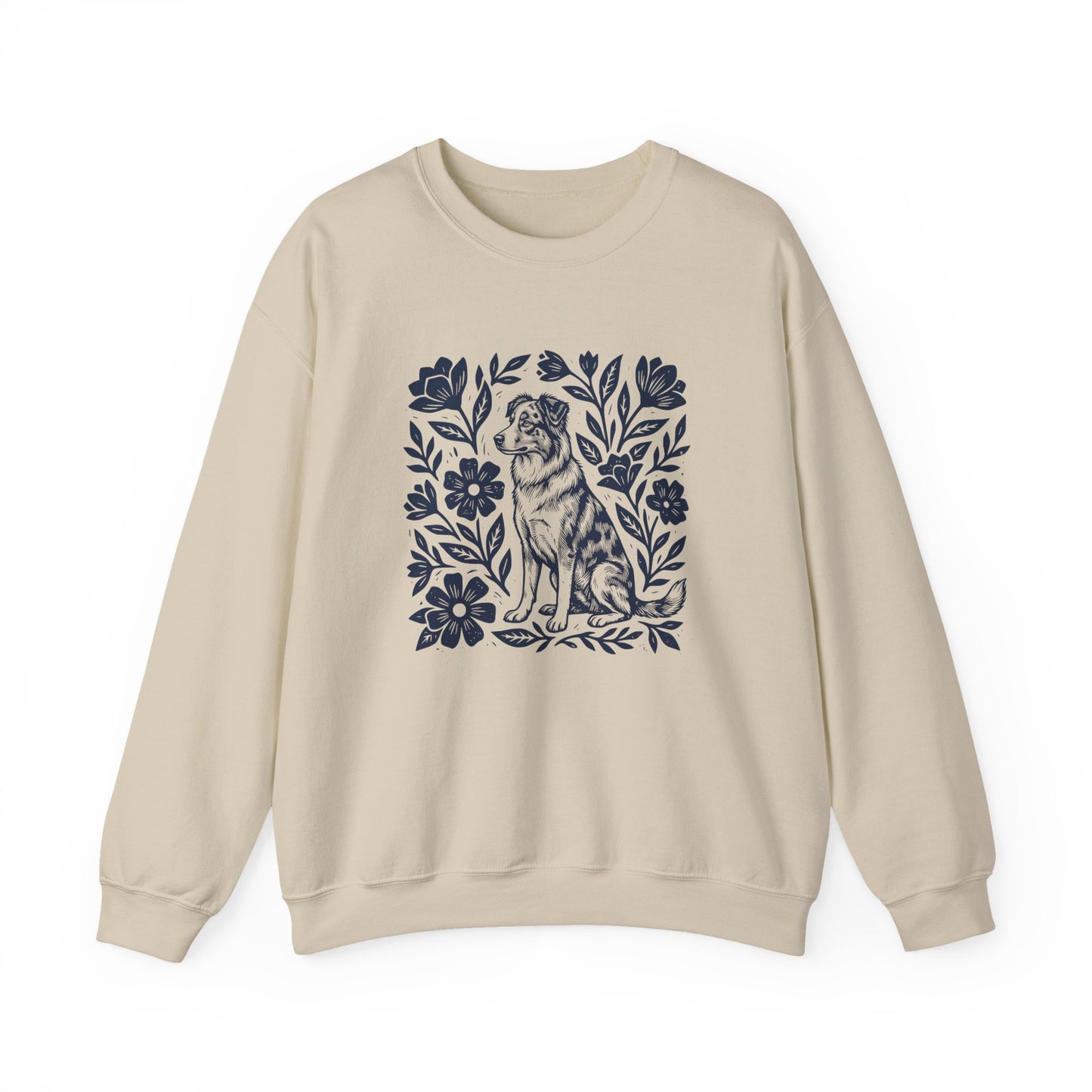 Australian Shepherd Linocut Crewneck Sweatshirt