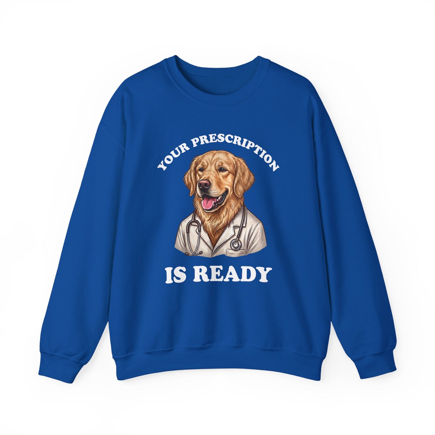 Therapy Golden Retriever Crewneck Sweatshirt Royal