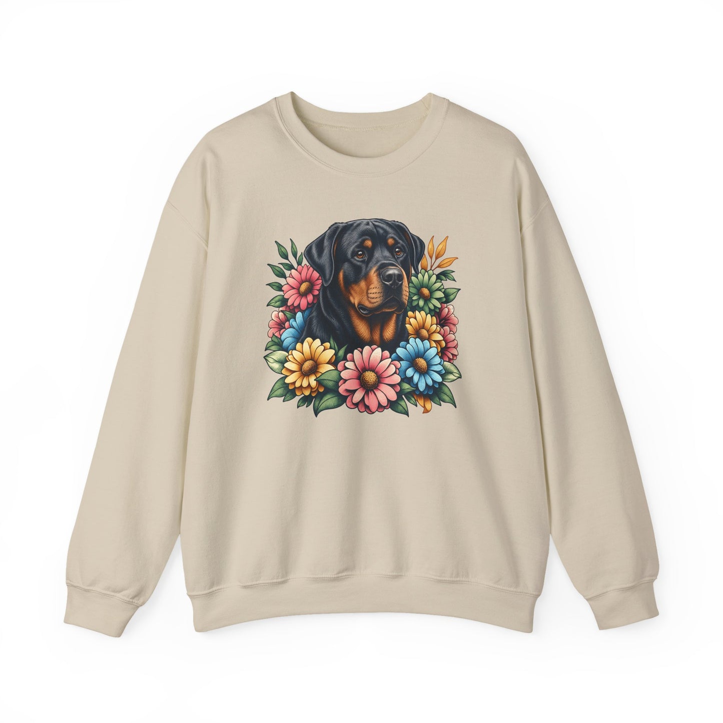 Rottweiler Flower Wreath Crewneck Sweatshirt