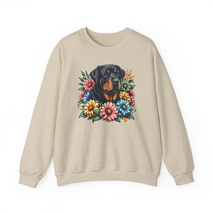 Rottweiler Flower Wreath Crewneck Sweatshirt