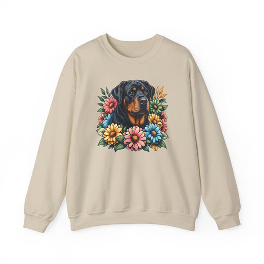 Rottweiler Flower Wreath Crewneck Sweatshirt