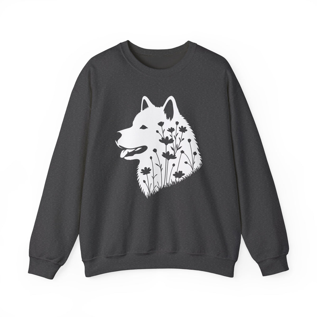 Alaskan Malamute Flowers Crewneck Sweatshirt