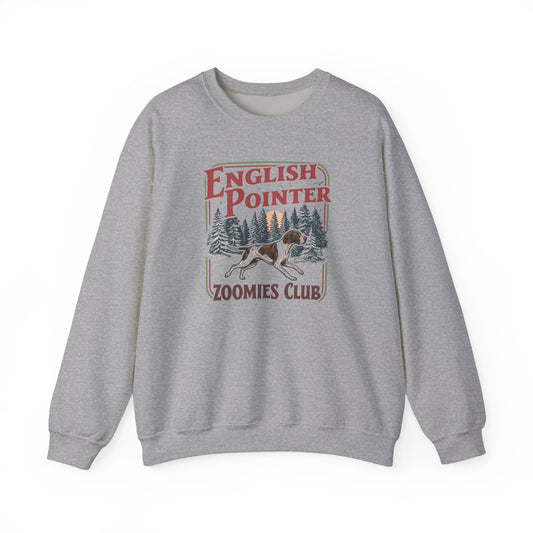 English Pointer Zoomies Club Crewneck Sweatshirt Sport Grey