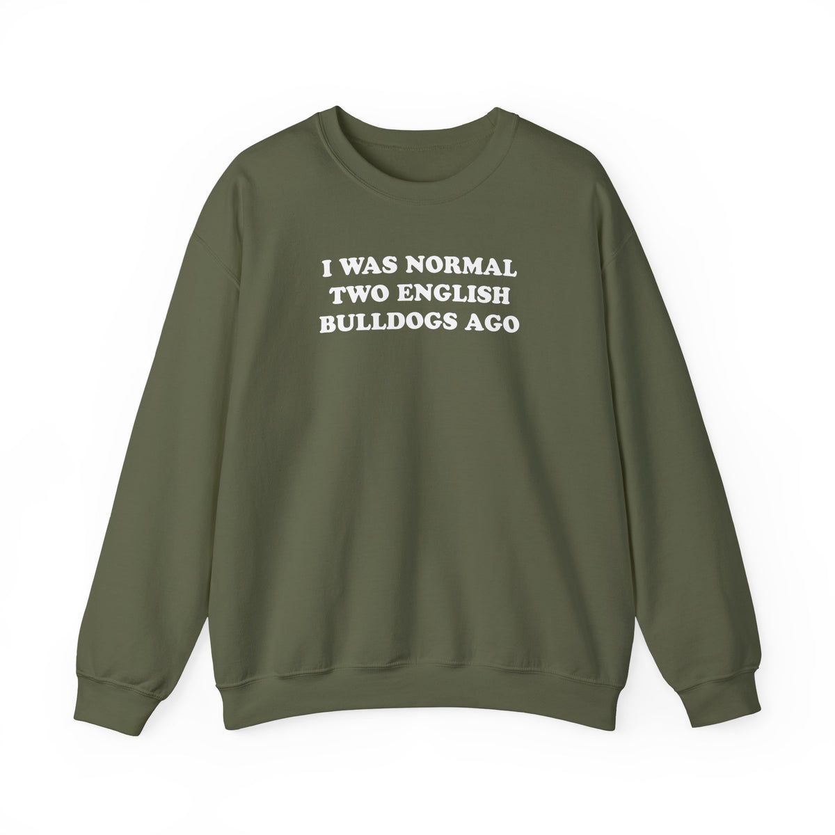 Two English Bulldogs Crewneck Sweatshirt Military Green