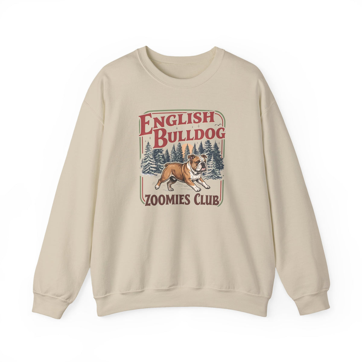 English Bulldog Zoomies Club Crewneck Sweatshirt Sand