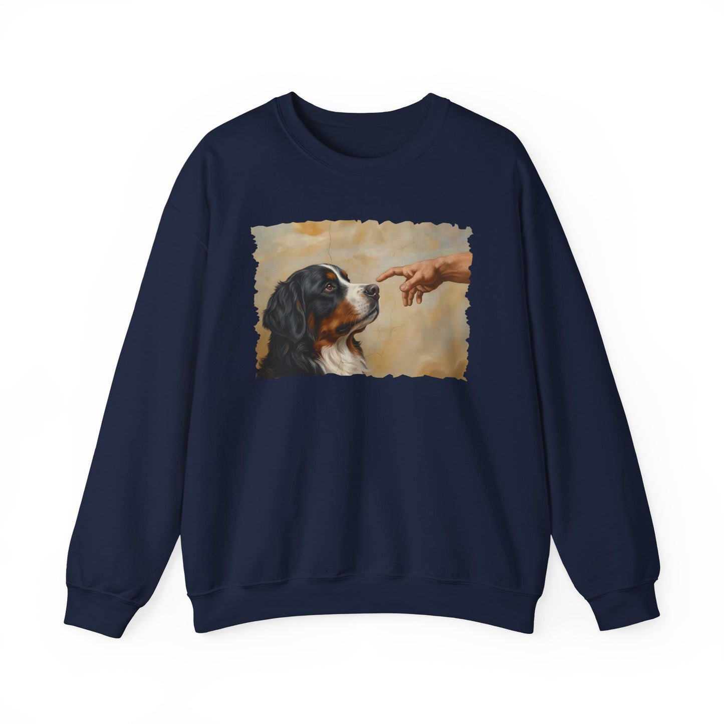 God Creates Bernese Mountain Dog Crewneck Sweatshirt Navy