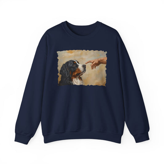 God Creates Bernese Mountain Dog Crewneck Sweatshirt Navy