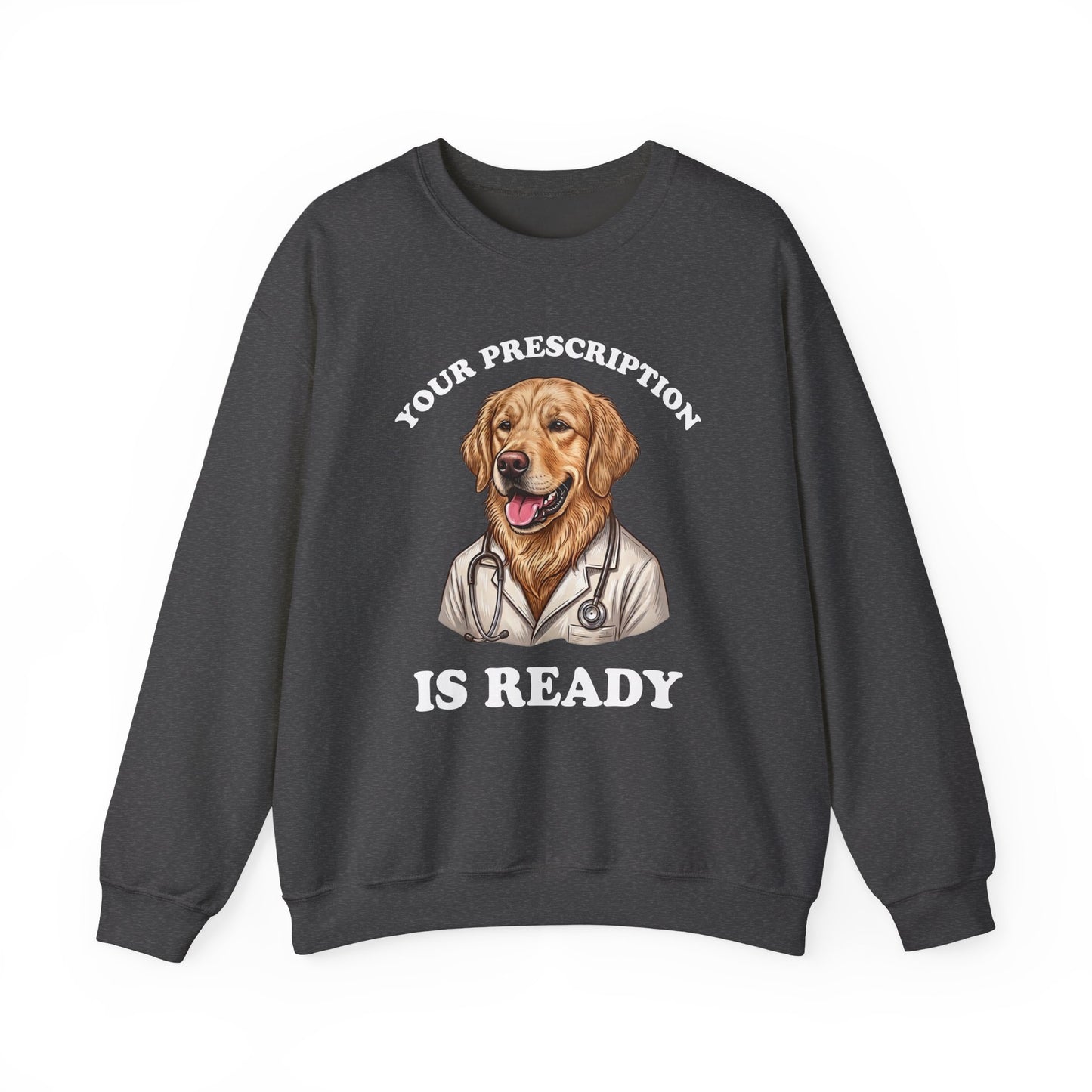 Therapy Golden Retriever Crewneck Sweatshirt Dark Heather