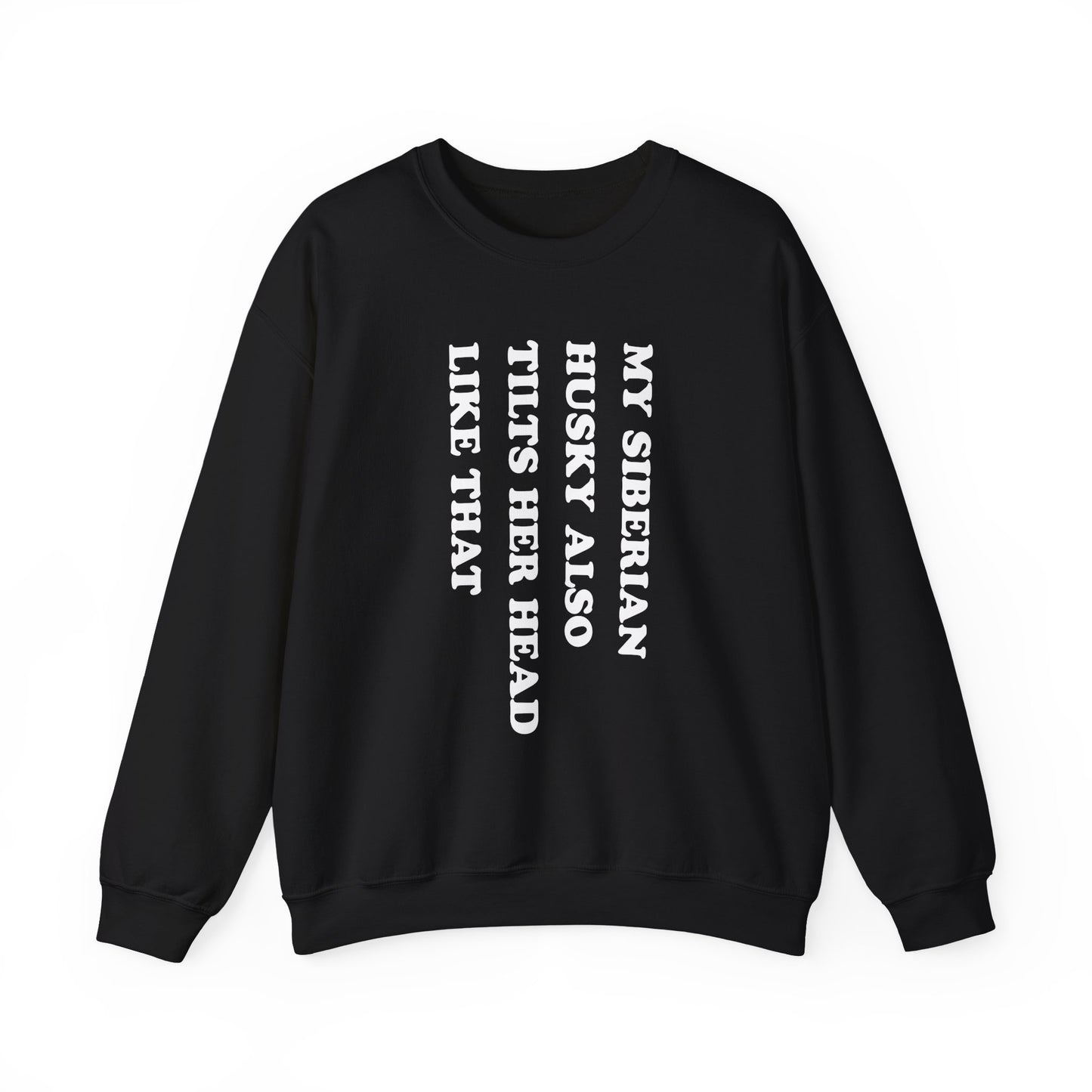 Husky Tilt Her Head Crewneck Sweatshirt Black