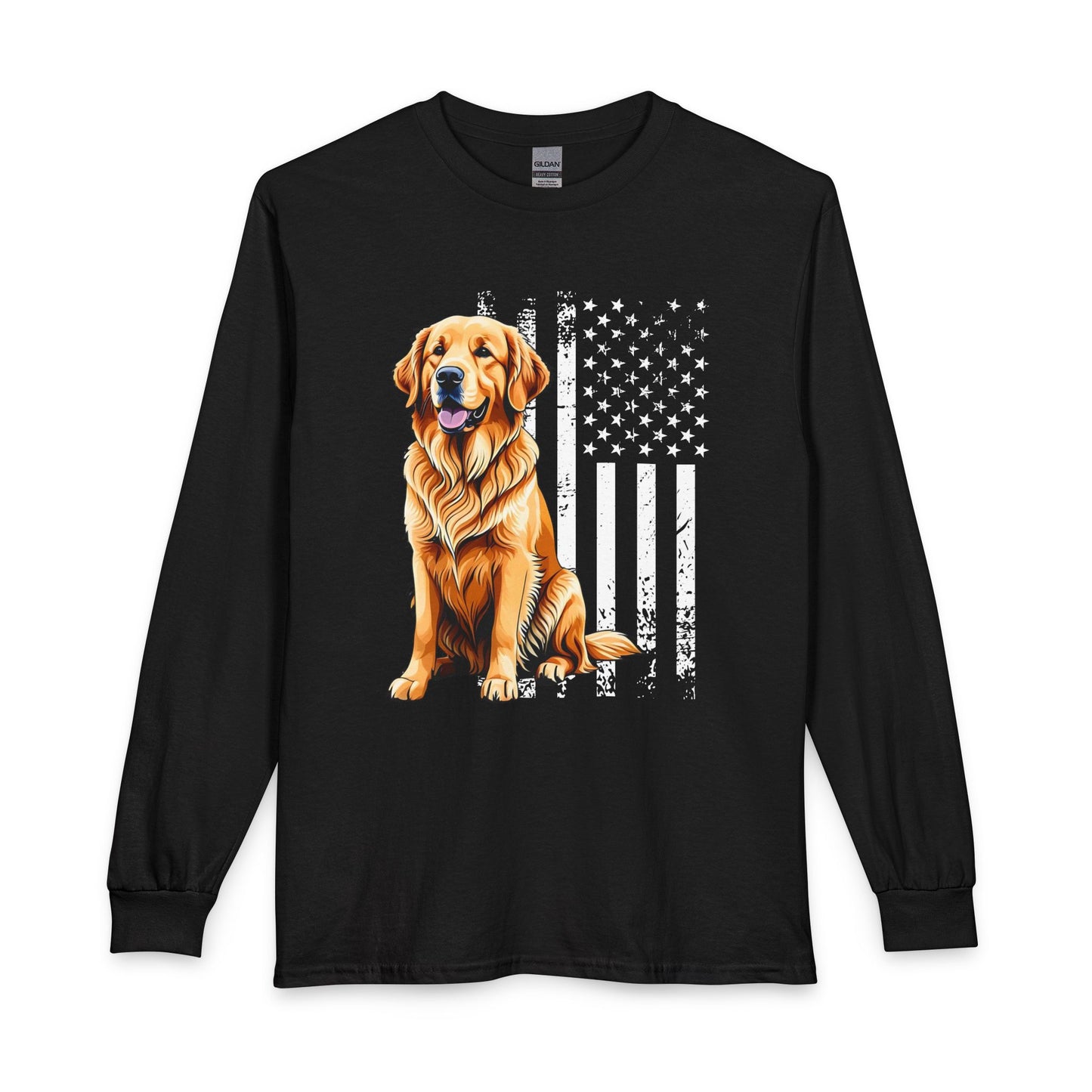 Golden Retriever USA Flag Long Sleeve