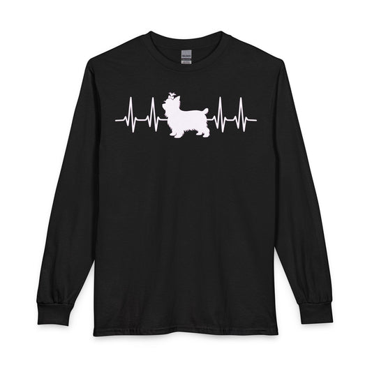Yorkshire Terrier Heartbeat Long Sleeve Black