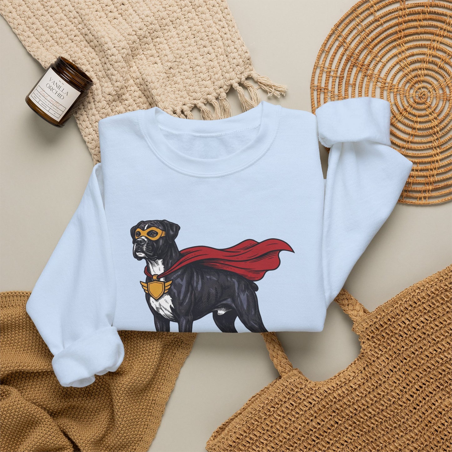 Black Boxer Superhero Crewneck Sweatshirt