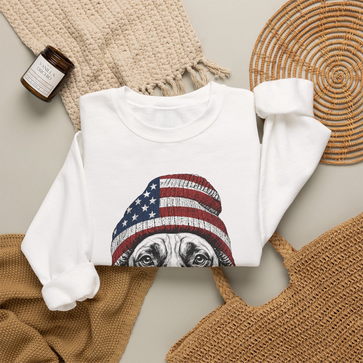 Boxer Beanie USA Crewneck Sweatshirt