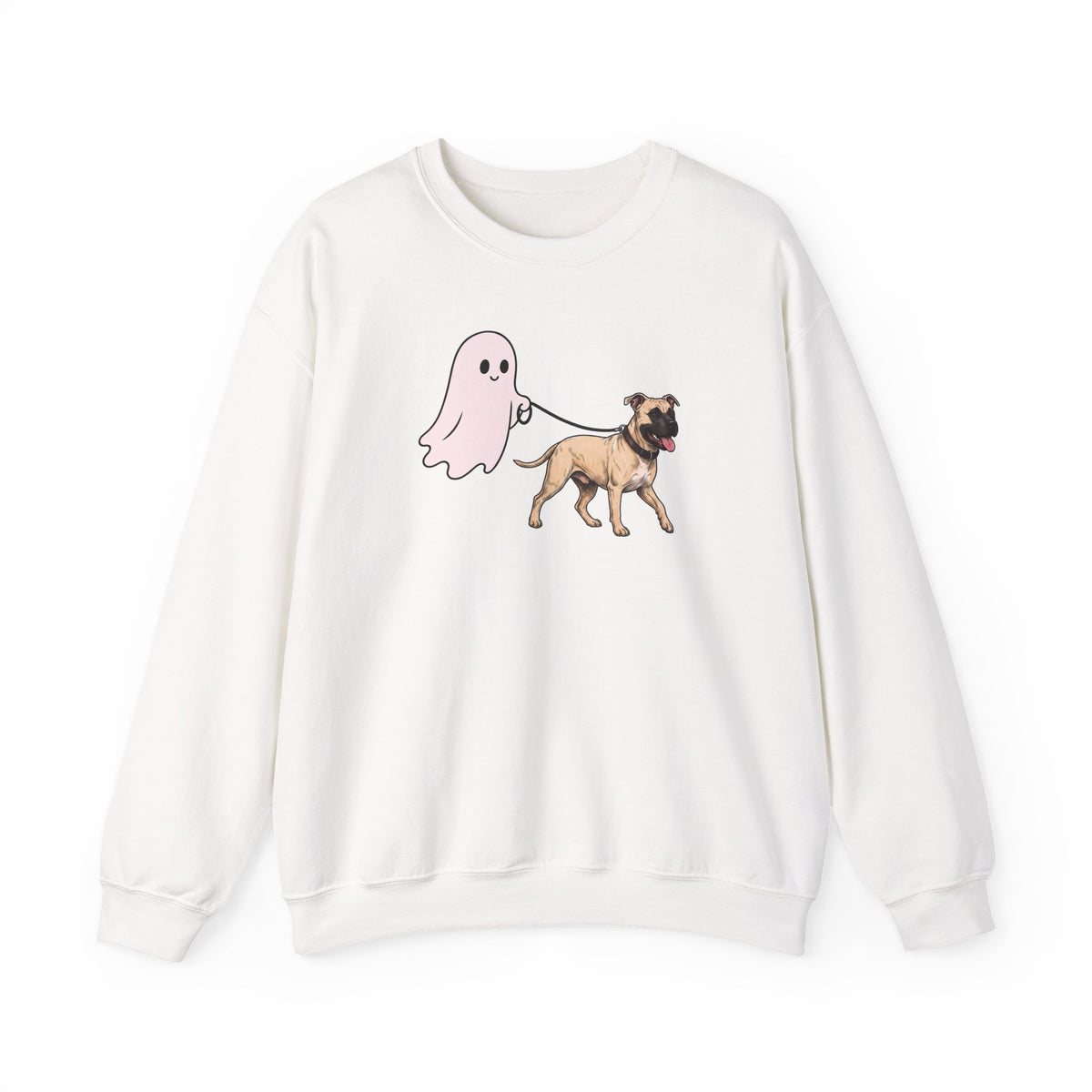 Pitbull Fawn Ghost Walk Crewneck Sweatshirt