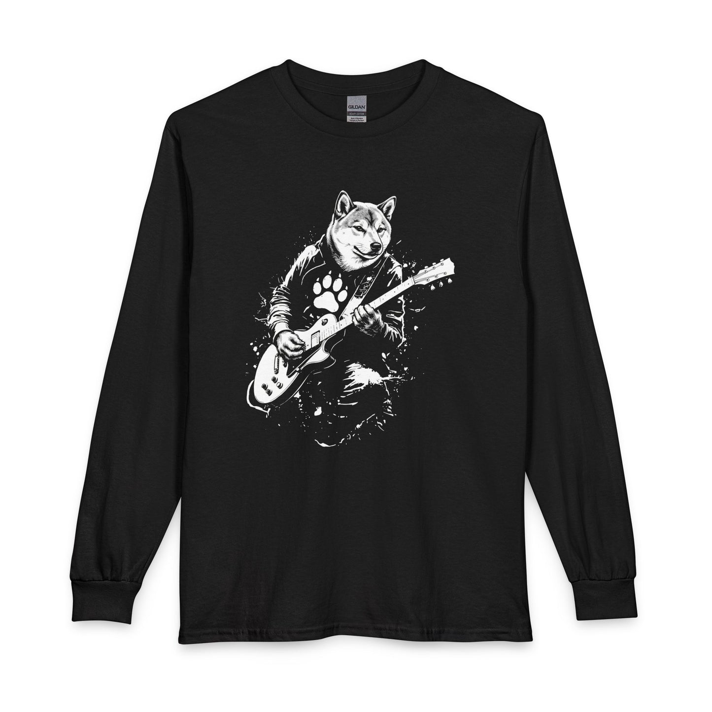 Shiba Inu Guitar Long Sleeve Black