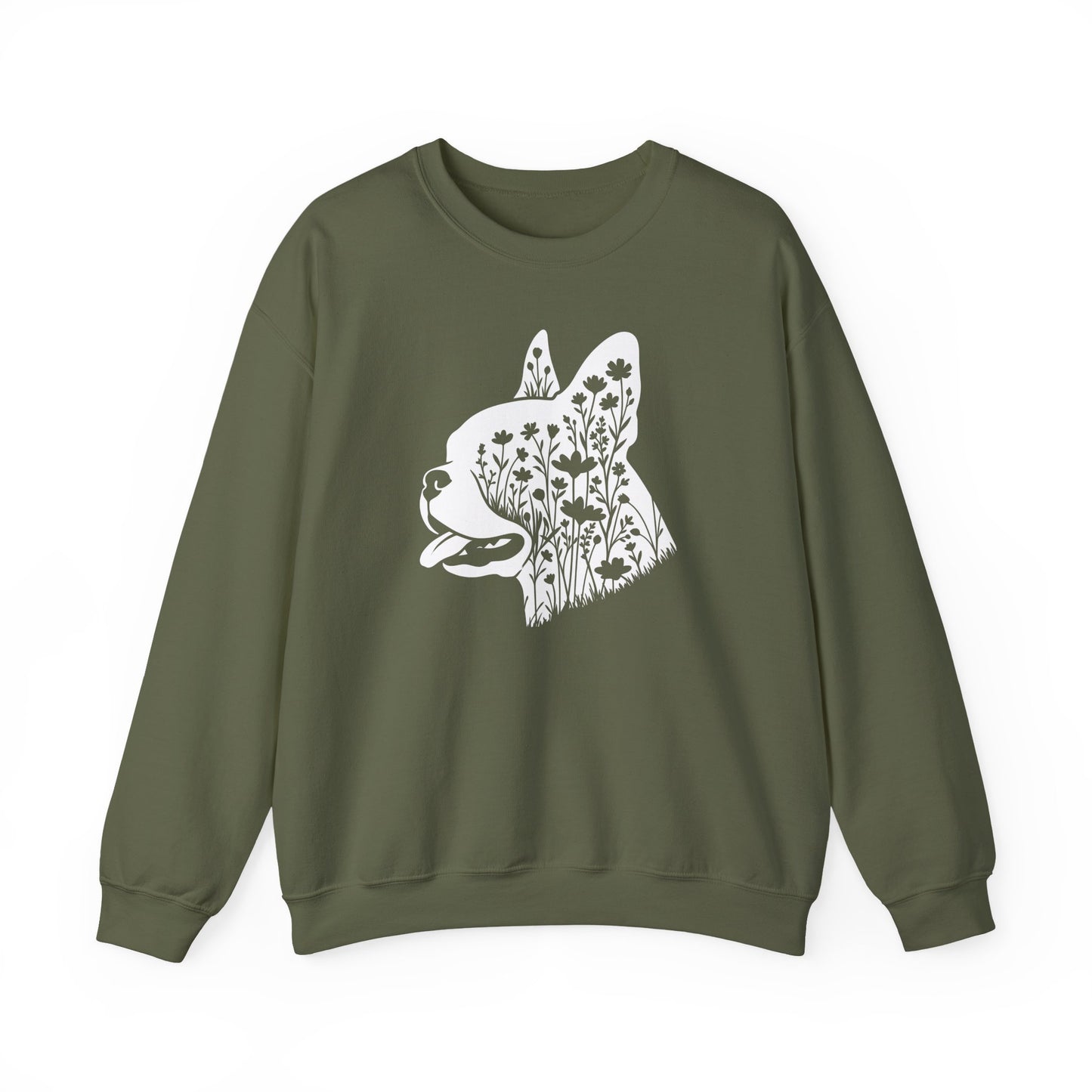 Boston Terrier Flowers Crewneck Sweatshirt