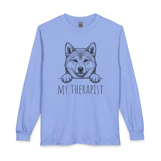 Shiba Inu Therapist Long Sleeve Carolina Blue