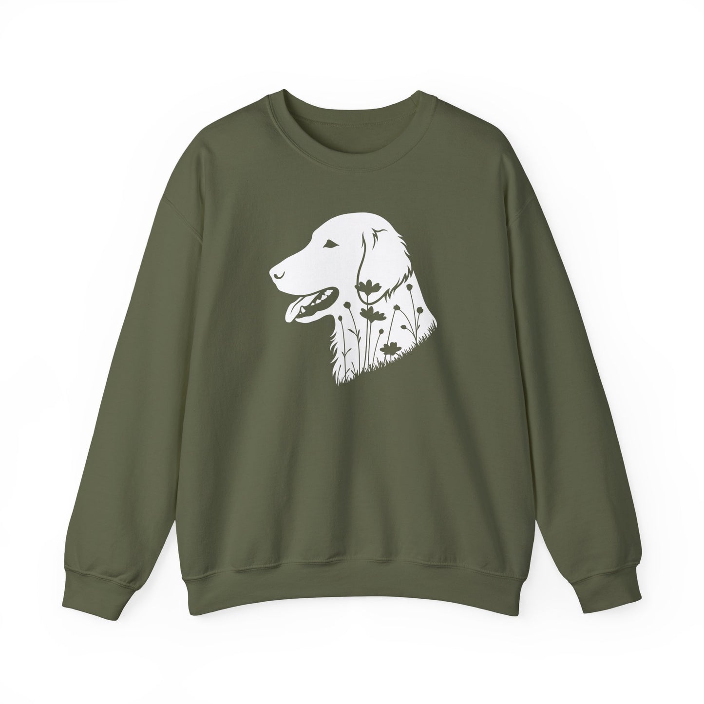 Flat Coated Retriever Flowers Crewneck Sweatshirt