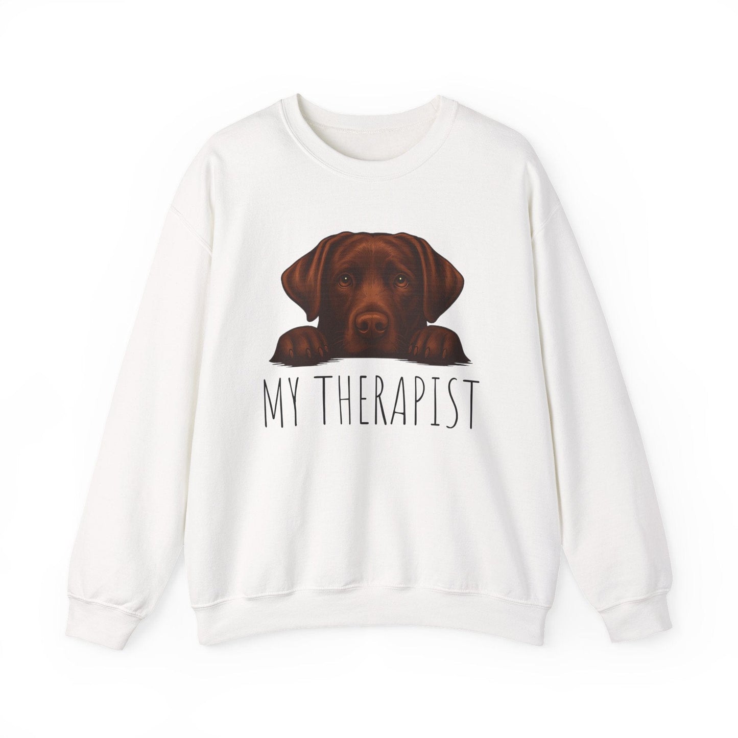 My Therapist Chocolate Lab Crewneck Sweatshirt White