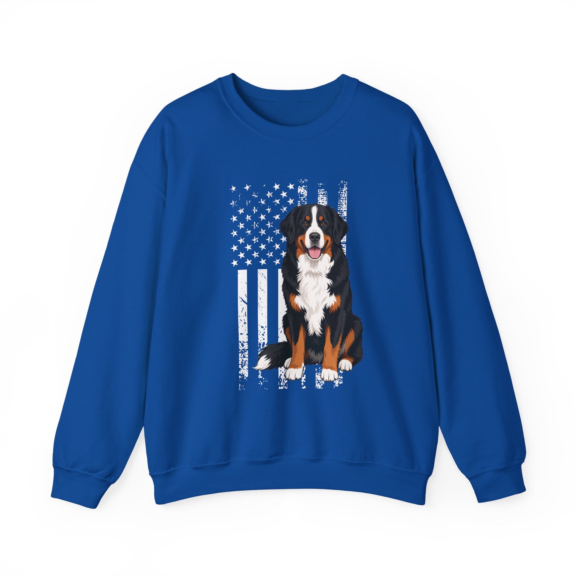 Bernese Mountain Dog USA Crewneck Sweatshirt Royal