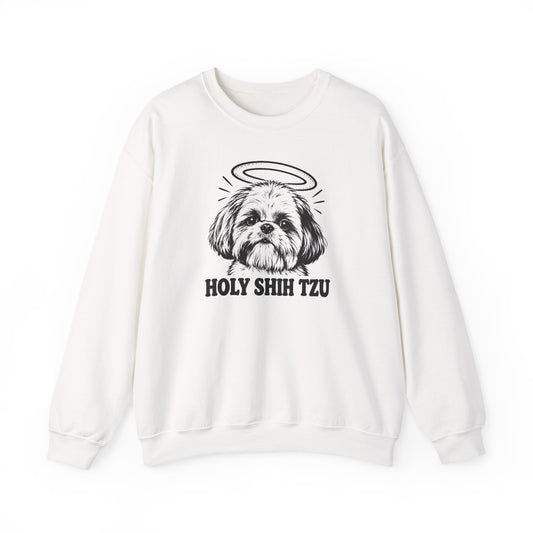 Holy Shih Tzu Crewneck Sweatshirt White
