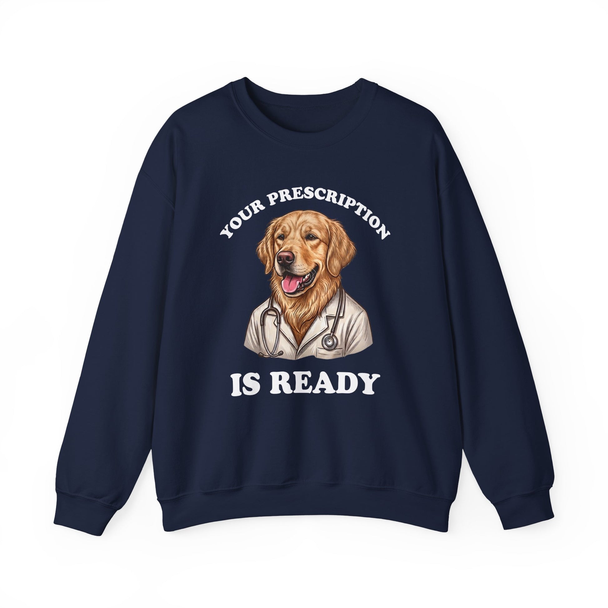 Therapy Golden Retriever Crewneck Sweatshirt Navy