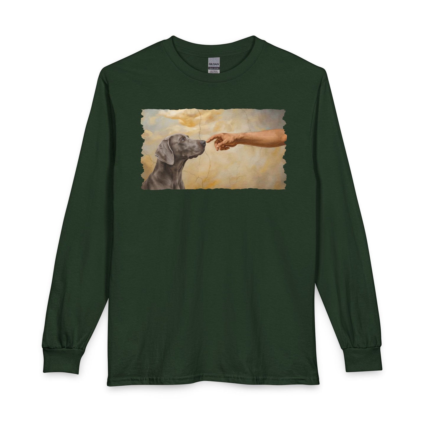 God Creates Weimaraner Long Sleeve Forest Green