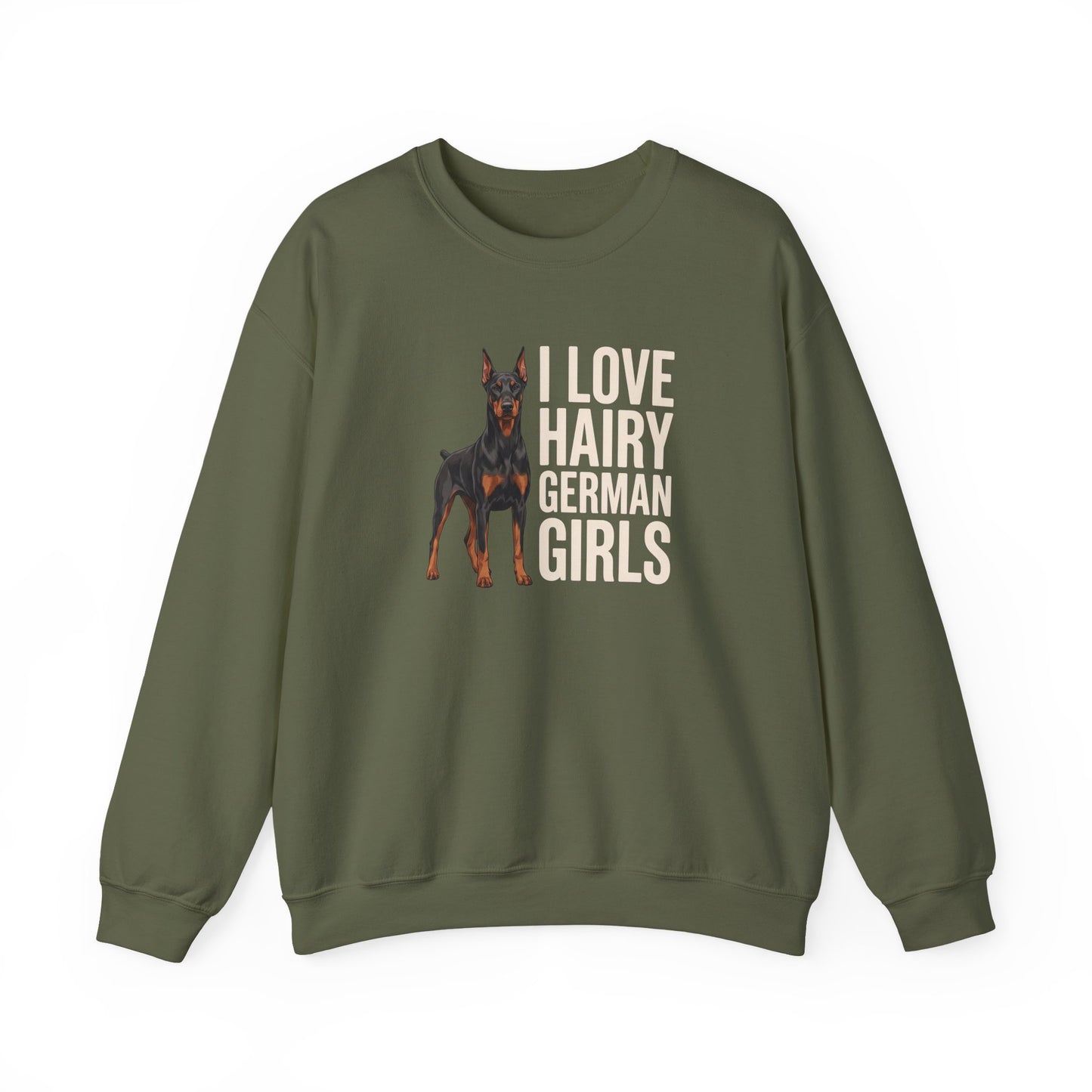 Doberman Hairy Girls Crewneck Sweatshirt