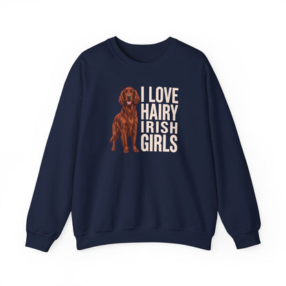 Irish Setter Hairy Girls Crewneck Sweatshirt