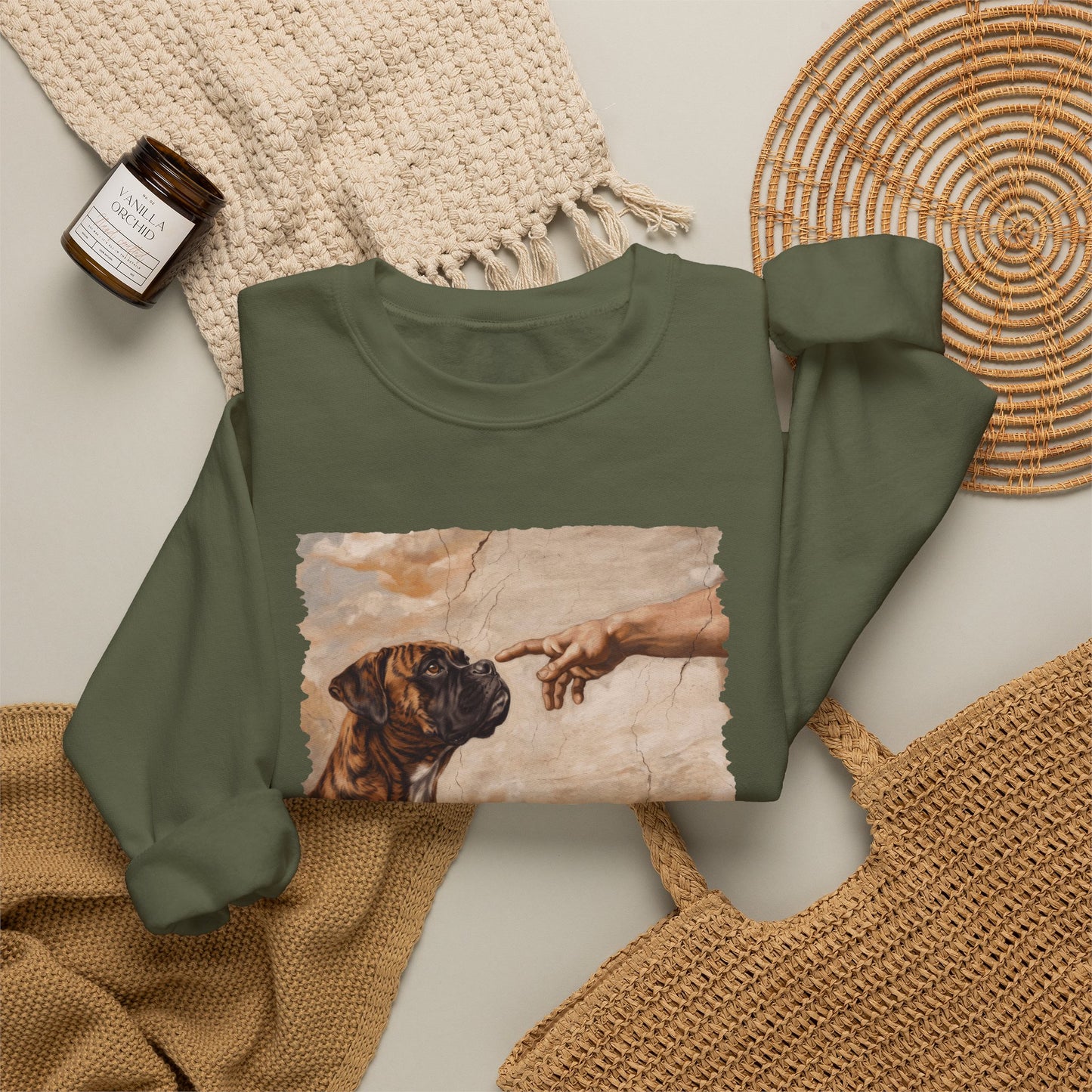 God Creates Brindle Boxer Crewneck Sweatshirt