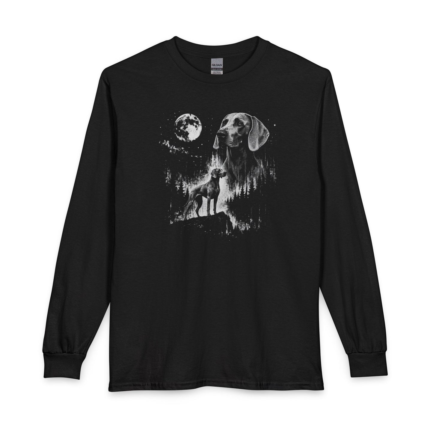 Weimaraner Moon Long Sleeve Black