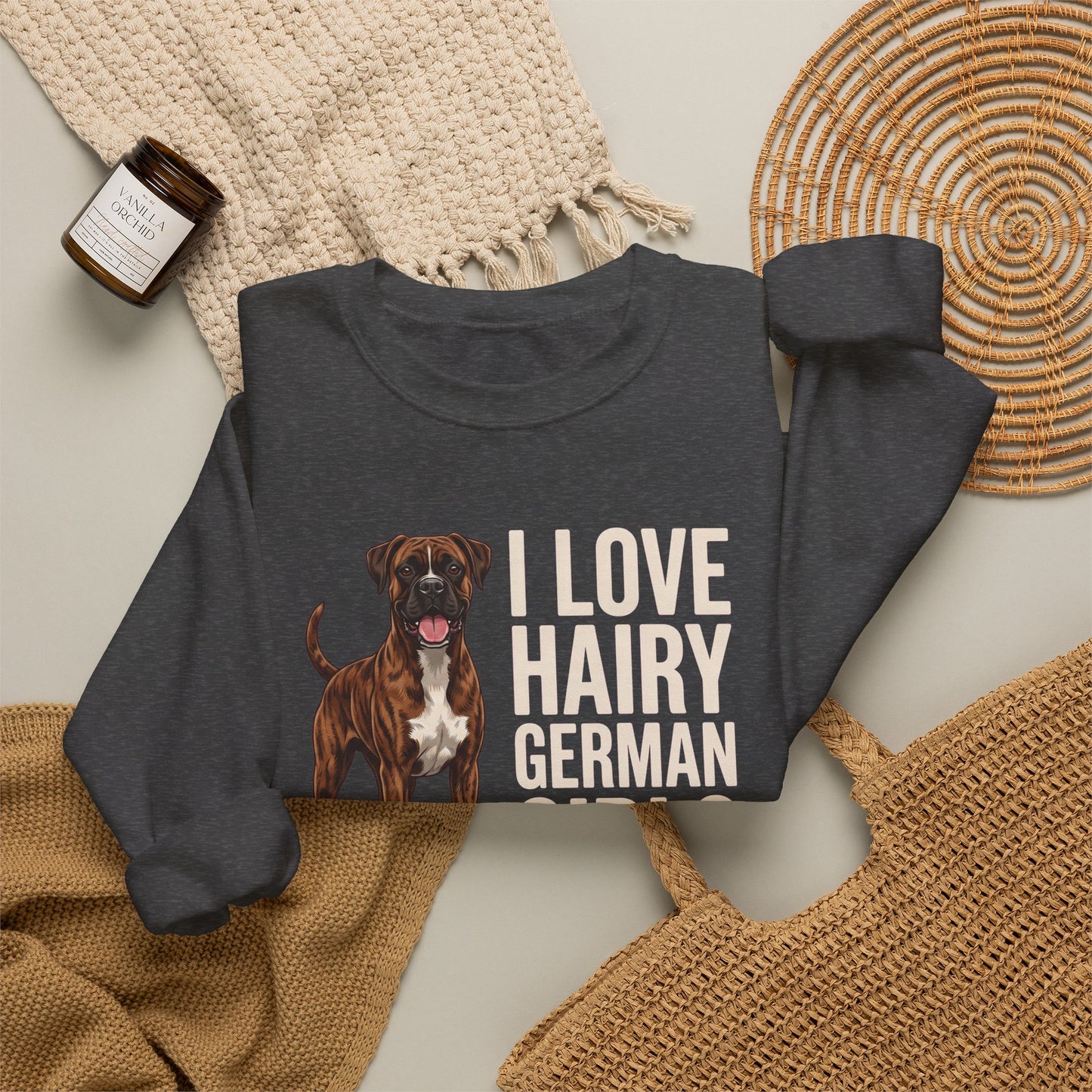 Brindle Boxer Hairy German Girls Crewneck Sweatshirt