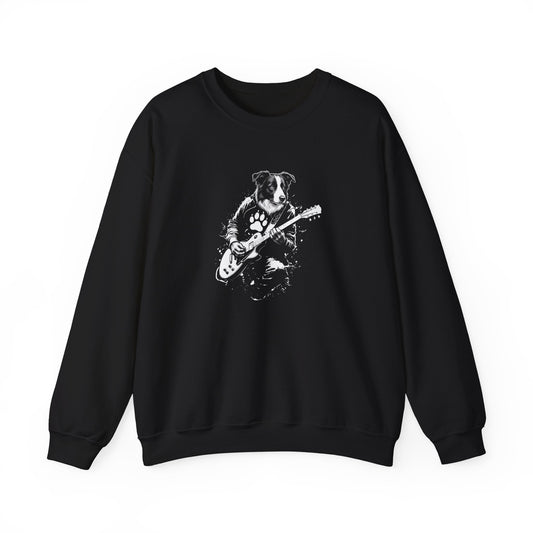 Border Collie Guitar Crewneck Sweatshirt Black