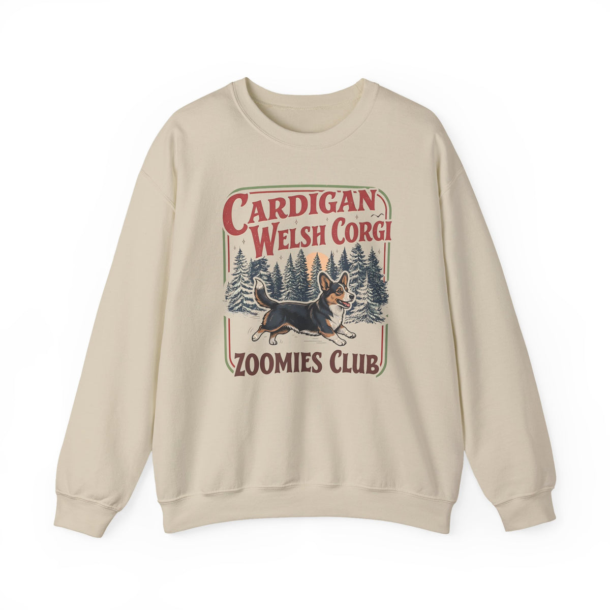Cardigan Welsh Corgi Zoomies Club Crewneck Sweatshirt Sand
