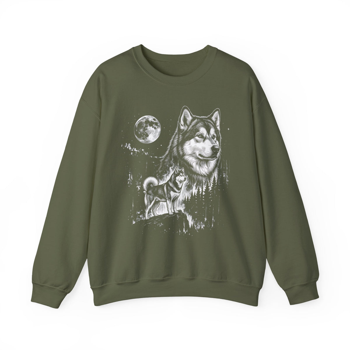 Alaskan Malamute Moonlight Crewneck Sweatshirt