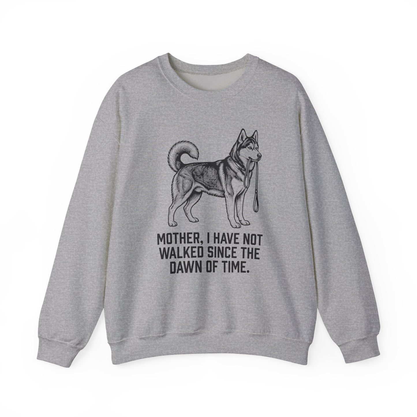 Walking Husky Mother Crewneck Sweatshirt Sport Grey
