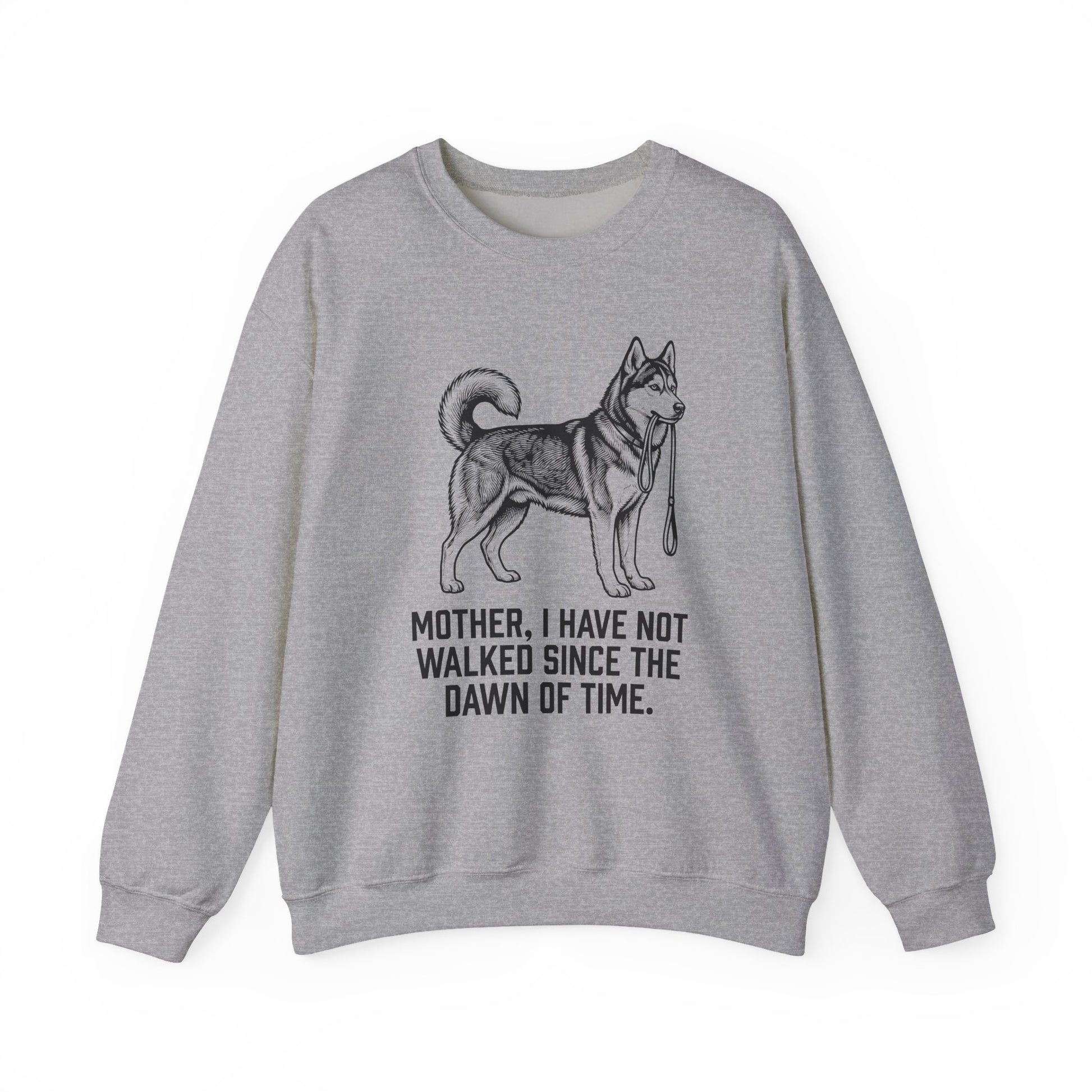 Walking Husky Mother Crewneck Sweatshirt Sport Grey