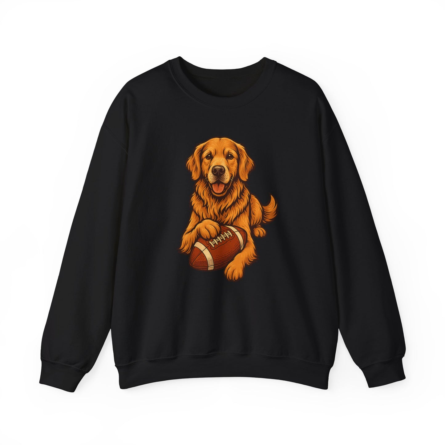 Golden Retriever Football Crewneck Sweatshirt Black